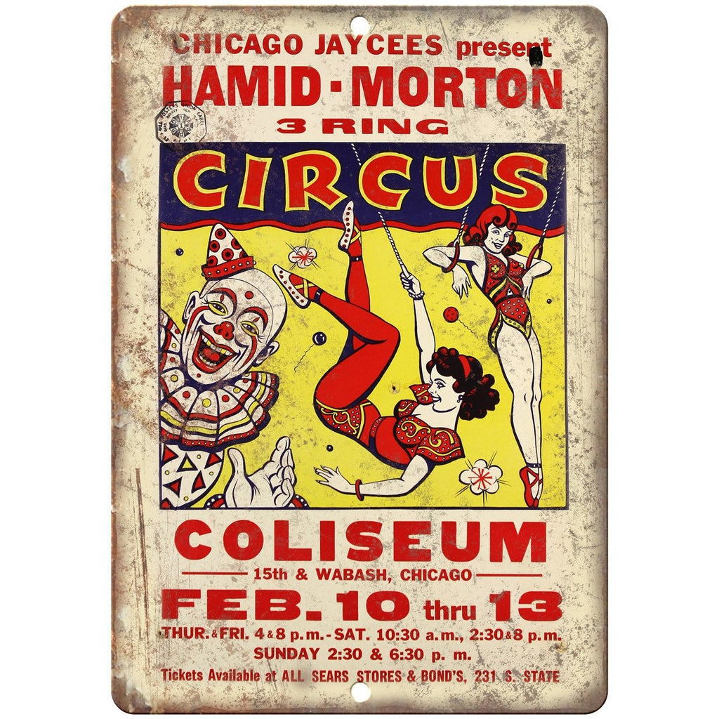 Hamid-Morton Chicago Jaycees Circus 10" X 7" Reproduction Metal Sign ZH92