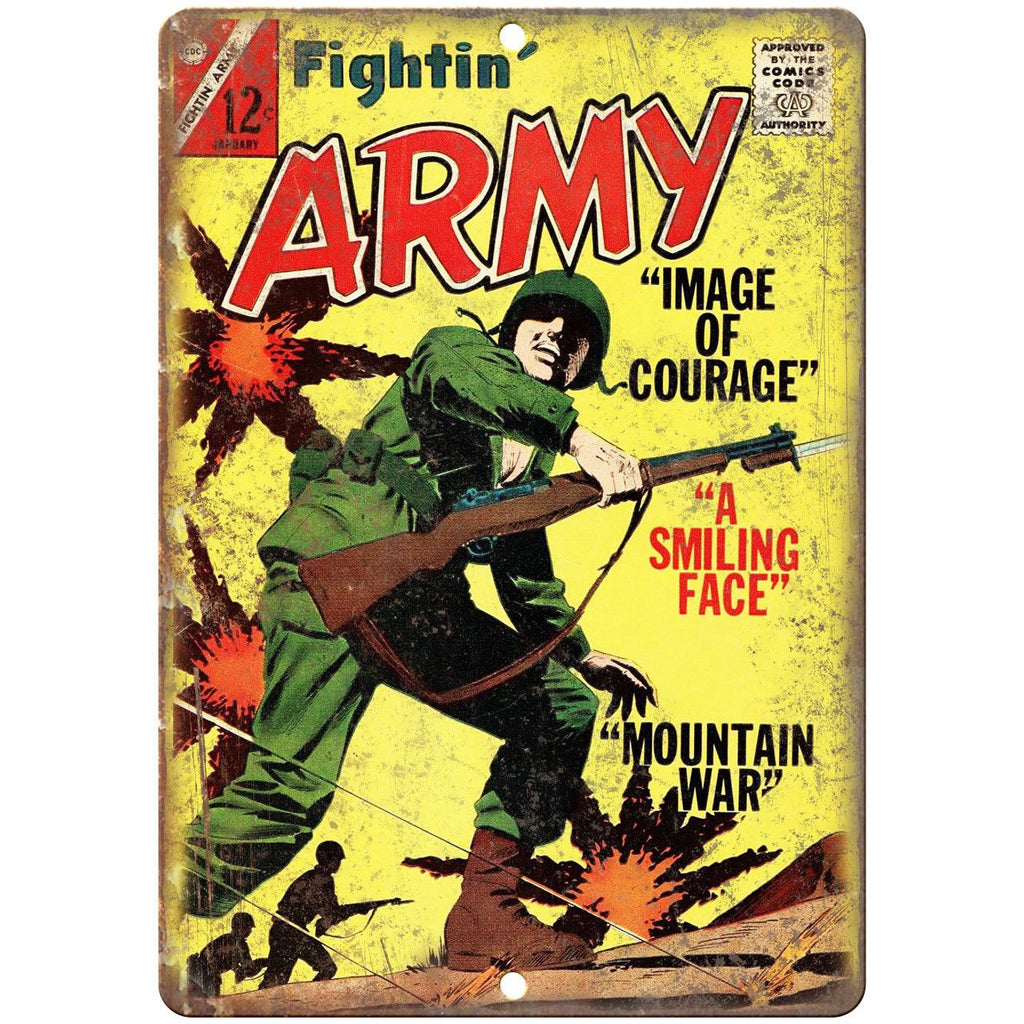 Fightin' Army January Comic Book Cover 9" x 12" Reproduction Metal Sign J606