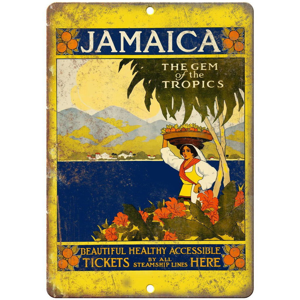 Jamaica Vintage Travel Poster Art 10" x 7" Reproduction Metal Sign T69