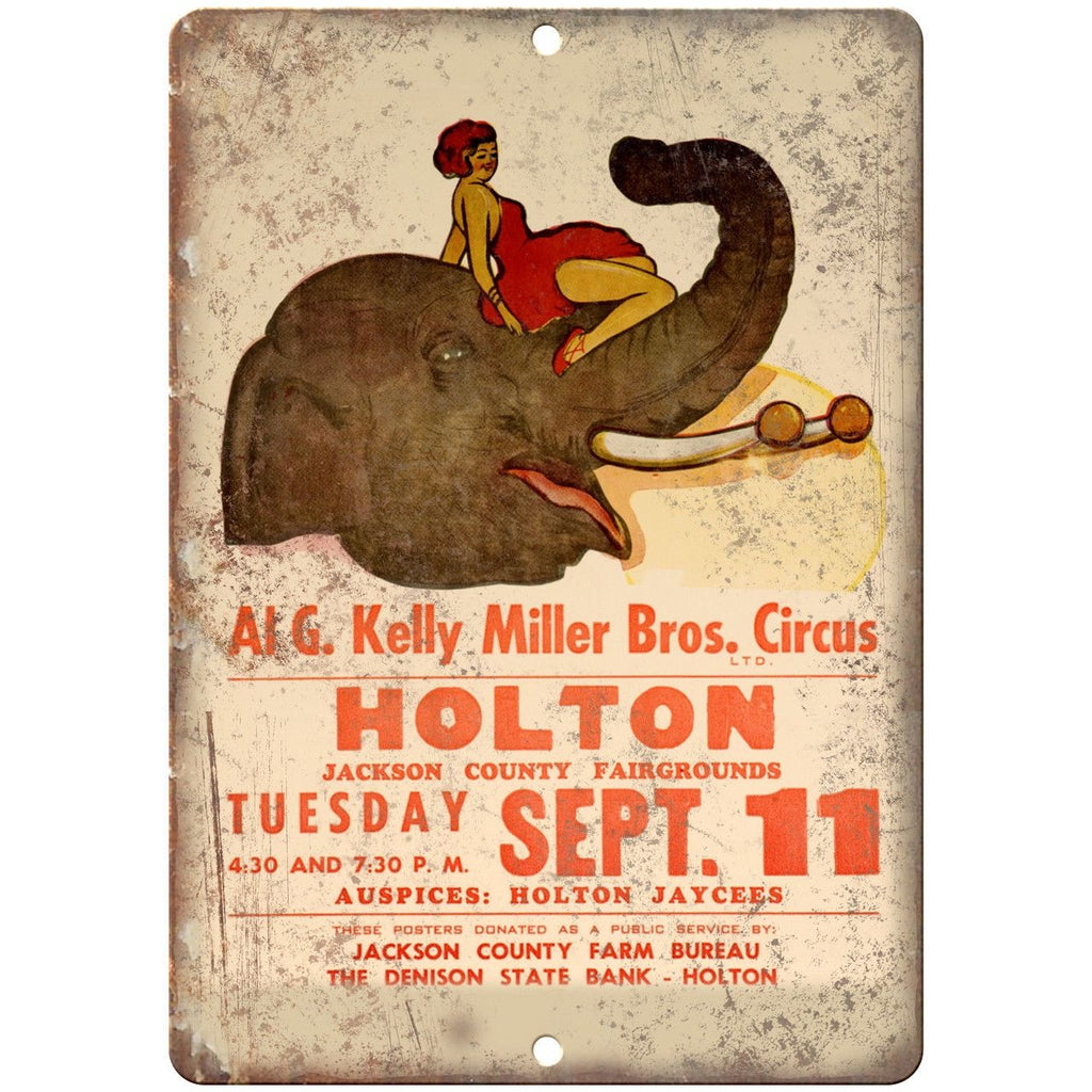 AI G. Kelly Miller Bros Circus Poster 10" X 7" Reproduction Metal Sign ZH54