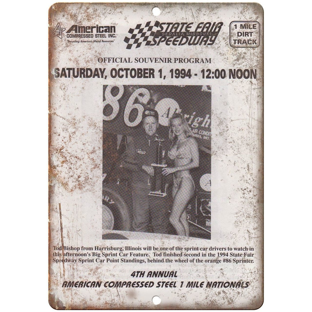 1994 State Fair Speedway Racetrack Program 10" X 7" Reproduction Metal Sign A647