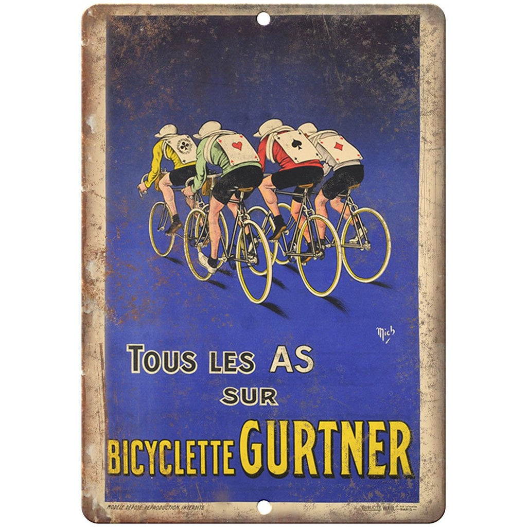 Gurtner Bicyclette Vintage Bicycle Ad 10" x 7" Reproduction Metal Sign B267