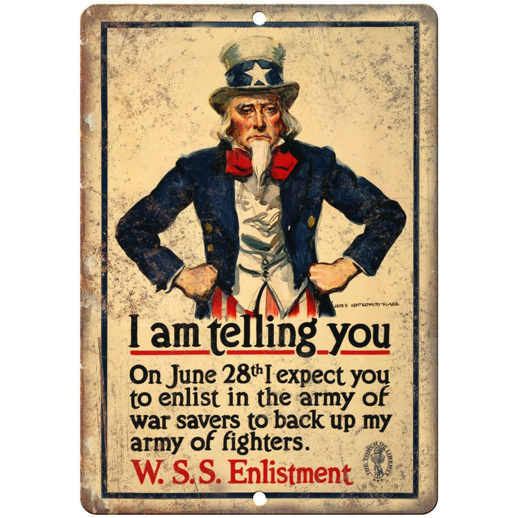 Vintage Army Enlistment War Poster Art 10" x 7" Reproduction Metal Sign M74