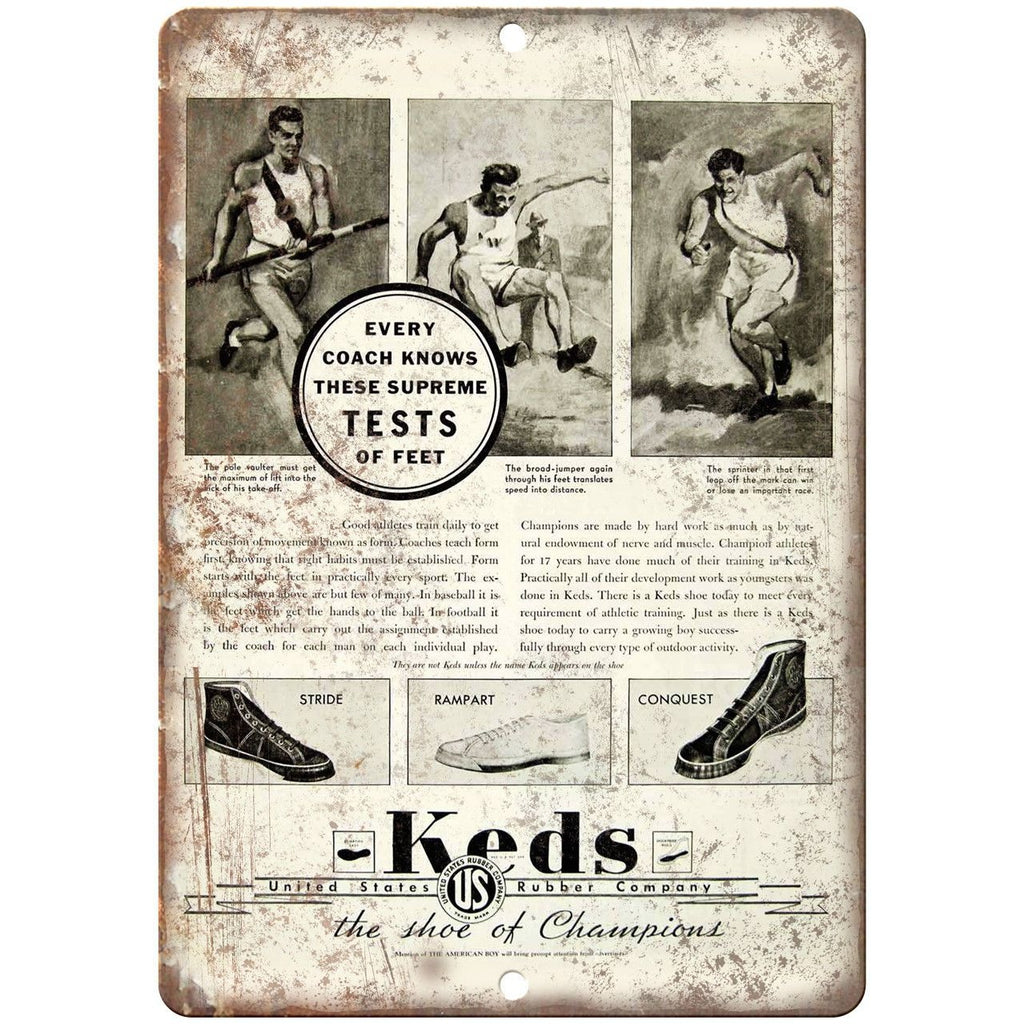 Keds US Rubber Company Vintage Sneaker Ad 10" X 7" Reproduction Metal Sign ZE96