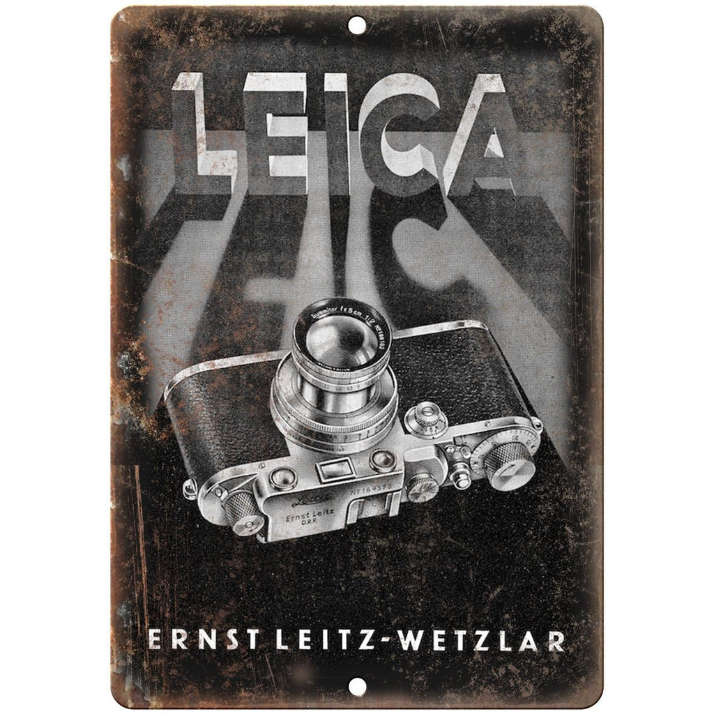 Leica 35 mm Film Camera Leitz Ernst Leitz Wetzlar 10" x 7" Retro Look Metal Sign