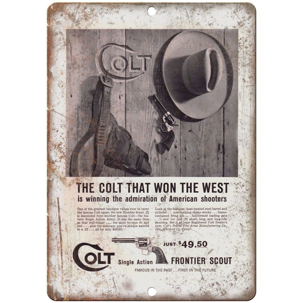 Colt Single Action Frontier Scout Pistol 10" x 7" Reproduction Metal Sign
