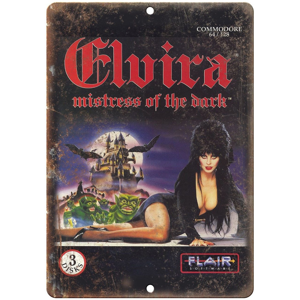 Elvira Flair Software Commodore 64 Video Game 10"x7" Reproduction Metal Sign G10