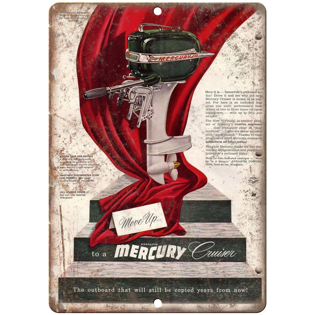 Mercury Cruiser Boating Vintage Ad 10" x 7" Reproduction Metal Sign L44