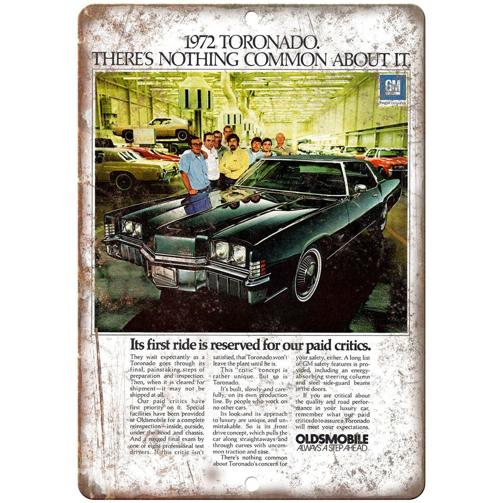 1972 Oldsmobile Tornado Car Ad 10" x 7" Reproduction Metal Sign