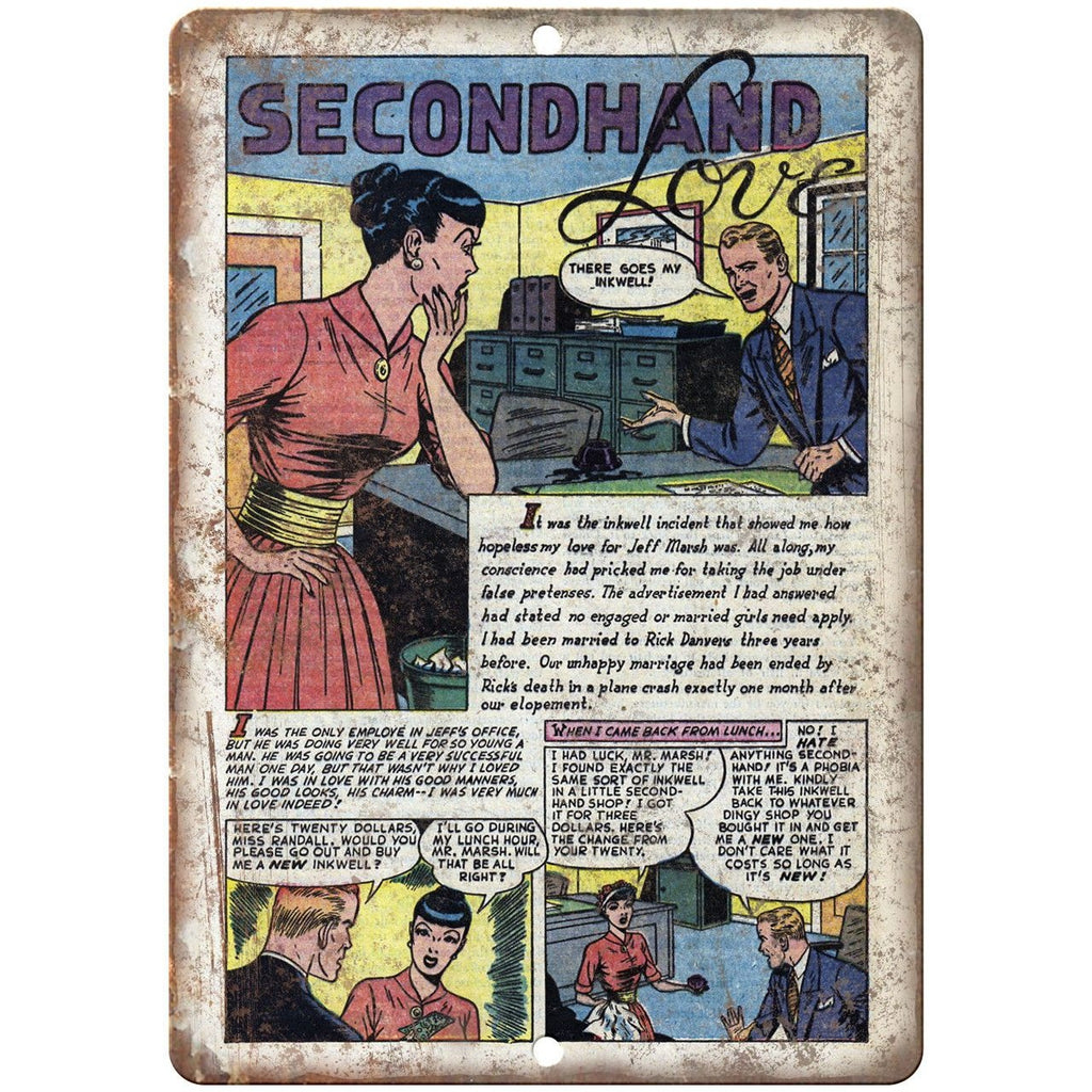 Ace Comics Second Hand Love Comic Strip 10" X 7" Reproduction Metal Sign J402