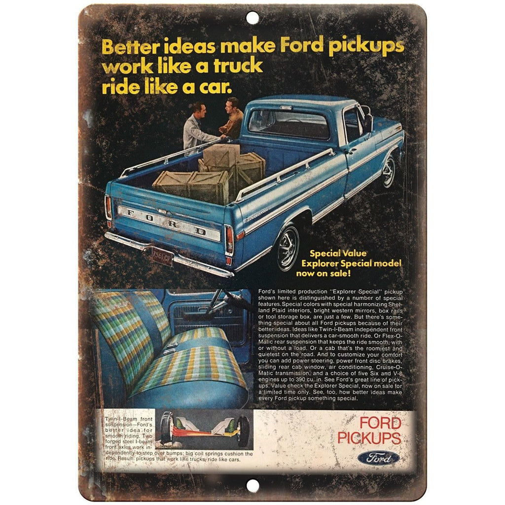 Ford Pickup Explorer Special Vintage Ad 10" x 7" Reproduction Metal Sign A23