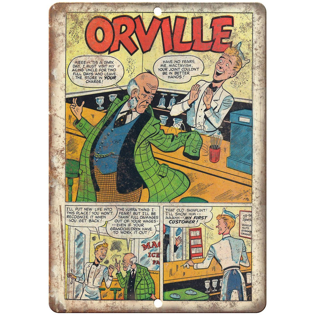 Orville Comic Strip Vintage Ad 10" x 7" Reproduction Metal Sign J511