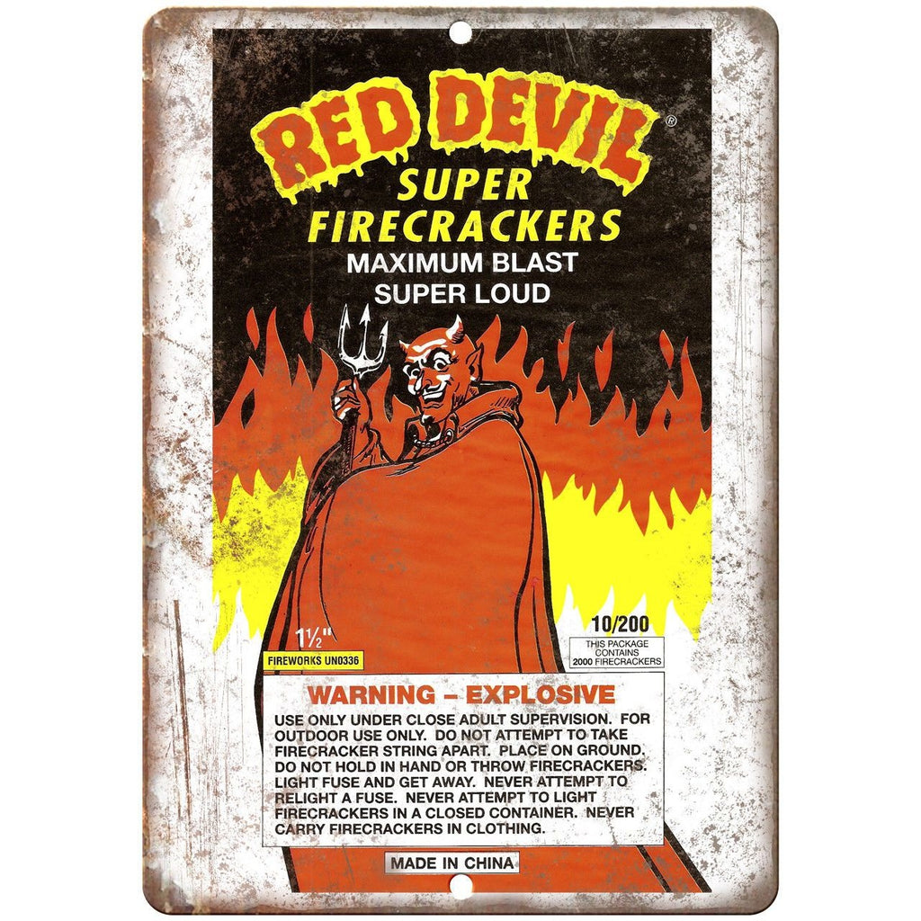 Red Devil Firecracker Package Art 10" X 7" Reproduction Metal Sign ZD65