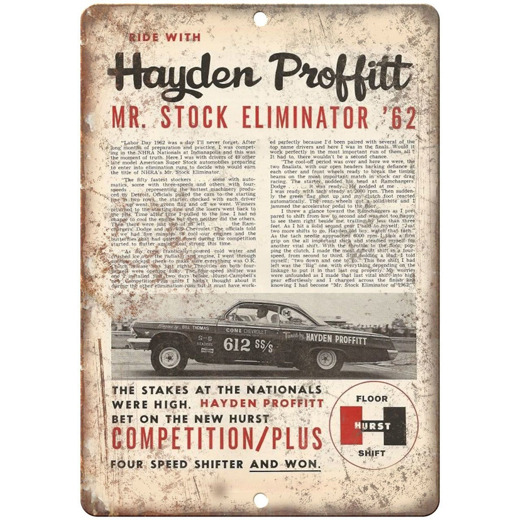 1962 Hurst Performance - Hayden Proffitt - 10" x 7" Reproduction Metal Sign