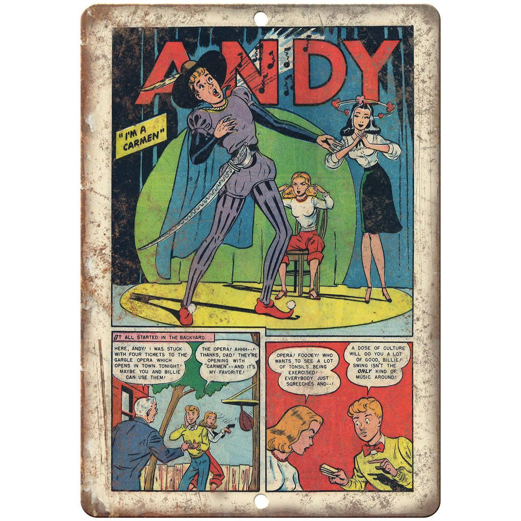 Andy Comic Strip Vintage Ad 10" x 7" Reproduction Metal Sign J509