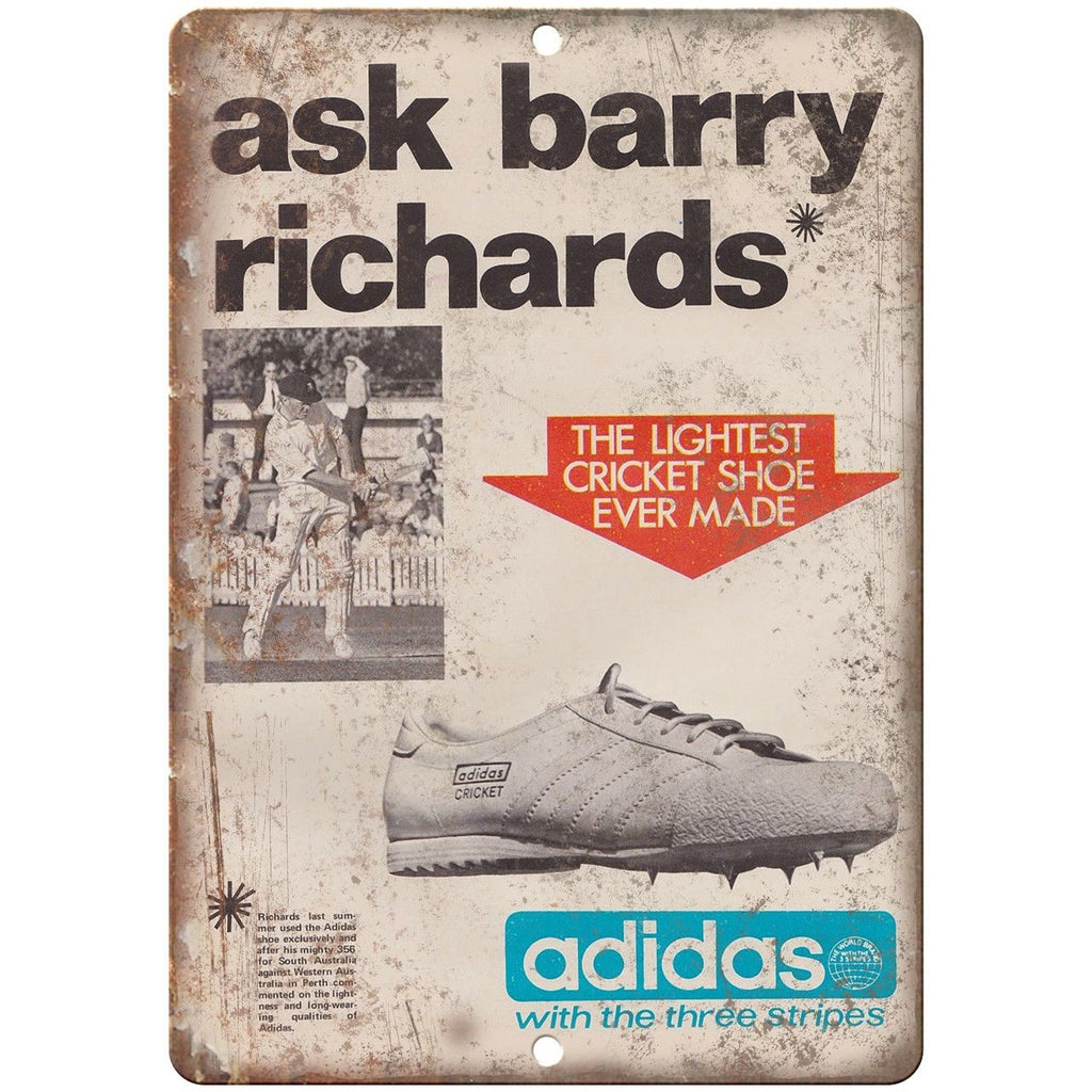Adidas Barry Richards Cricket Shoe Ad 10" X 7" Reproduction Metal Sign ZE42