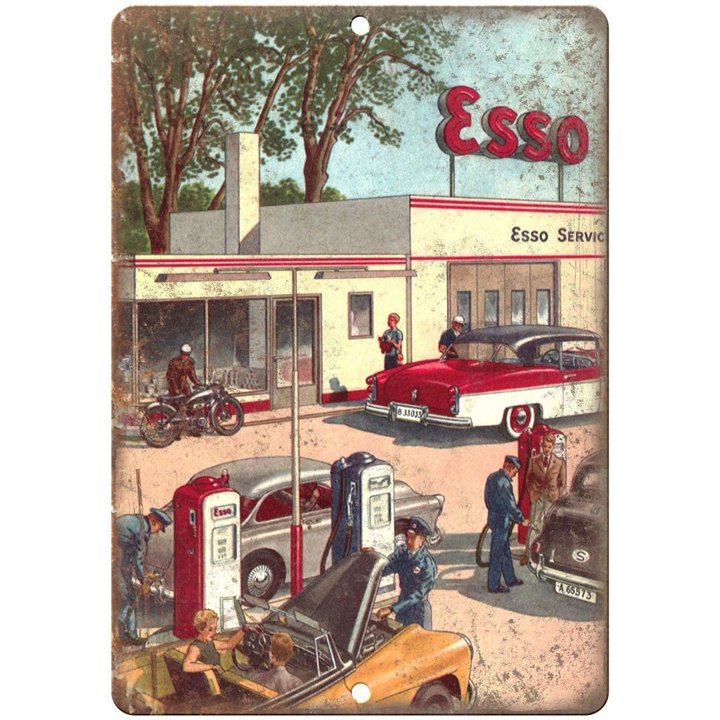 ESSO Gasoline Service Station Map Cover Art 10"x7" Reproduction Metal Sign A148