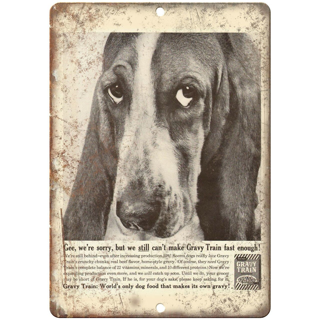 Gravy Train Dog Food Bassett Hound Ad 10" X 7" Reproduction Metal Sign N345