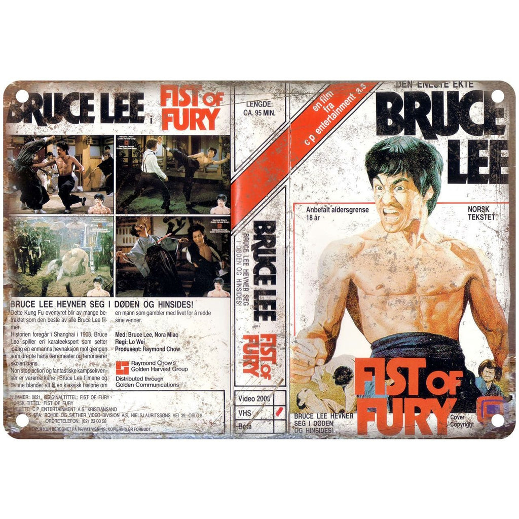 1972 Bruce Lee Fist of Fury VHS Cover 10" x 7" Reproduction Metal Sign