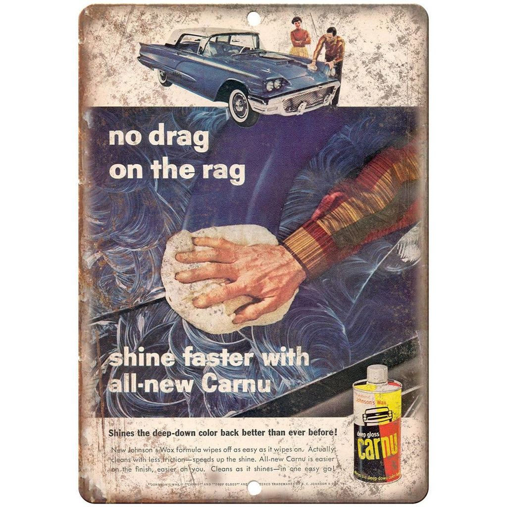 Johnson's Carnu Car Wax Vintage Ad 10" x 7" Reproduction Metal Sign A194