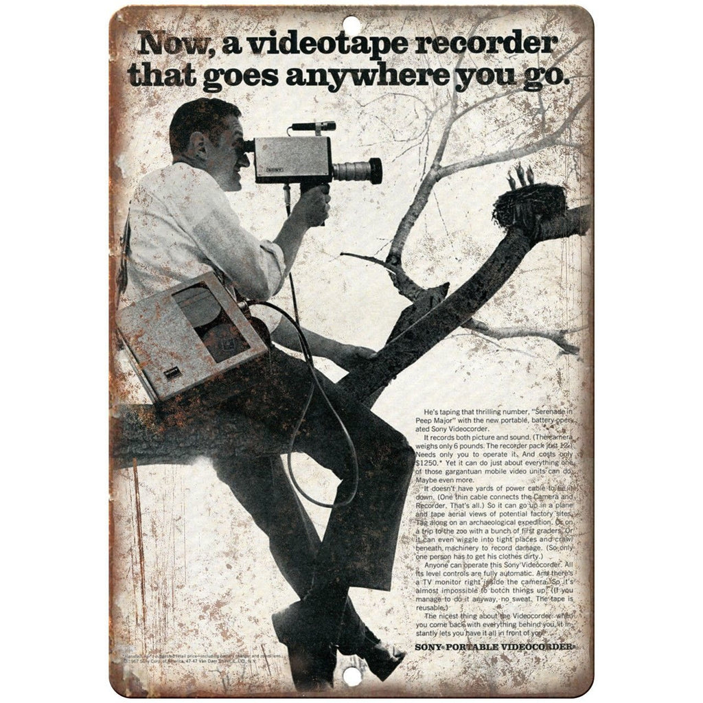 Sony Portable Videocorder Camera Vintage Ad 10"x7" Reproduction Metal Sign D109
