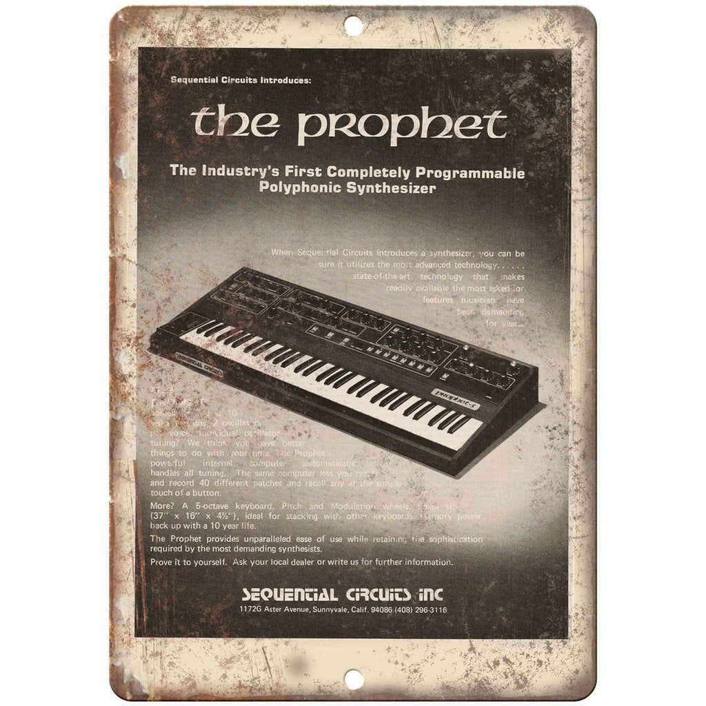 Sequiential Circuts The Prophet Polyphonic Synthesizer 10" x 7" Metal Sign E22