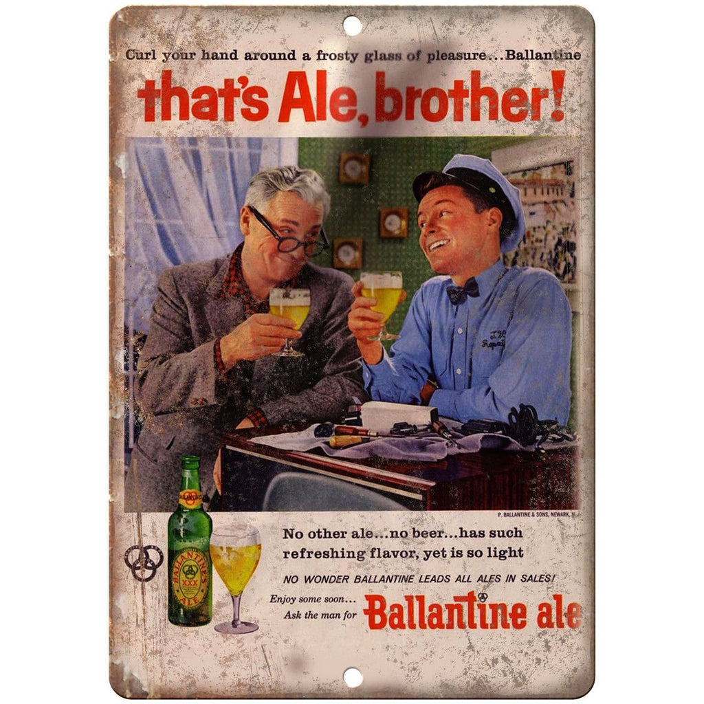 Ballantine Ale Vintage Beer Breweriana Ad 10" x 7" Reproduction Metal Sign E294