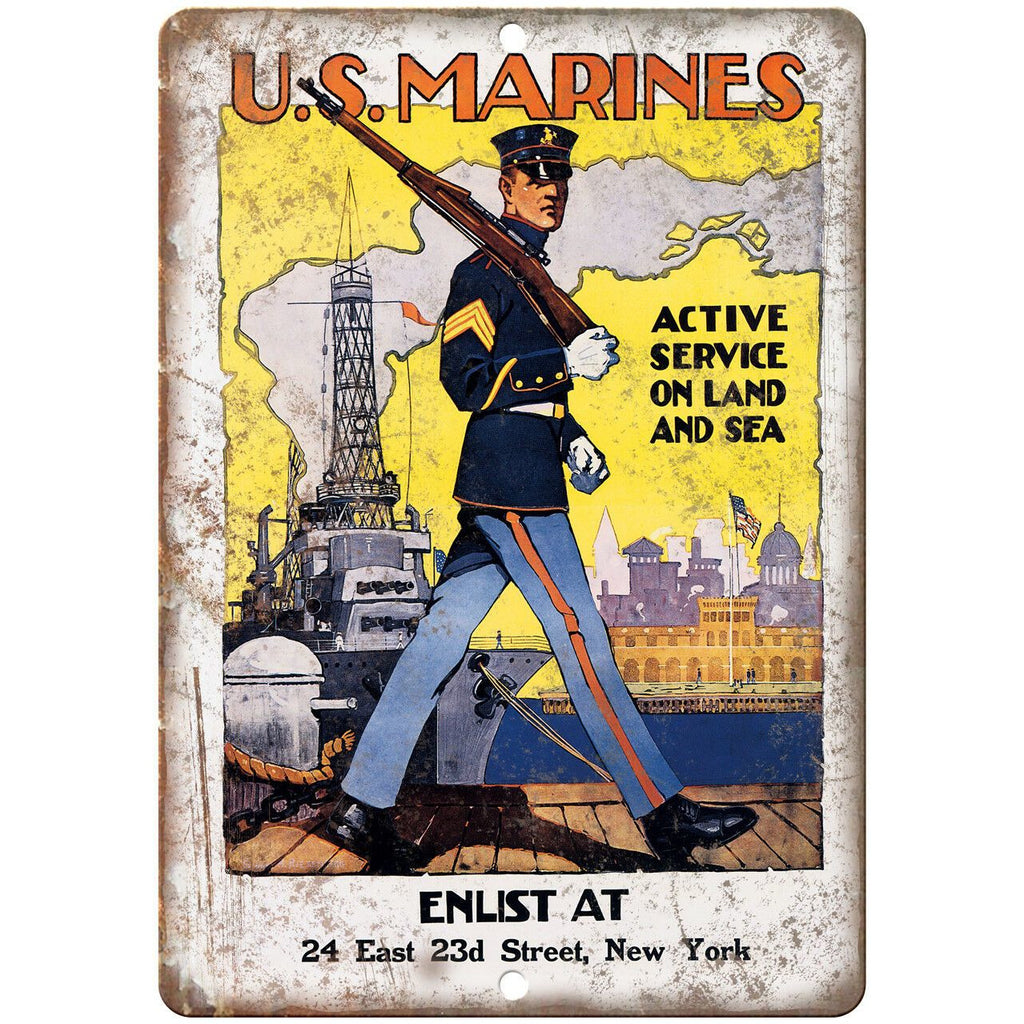 US Marines Recruitment War Poster Art 10" x 7" Reproduction Metal Sign M82