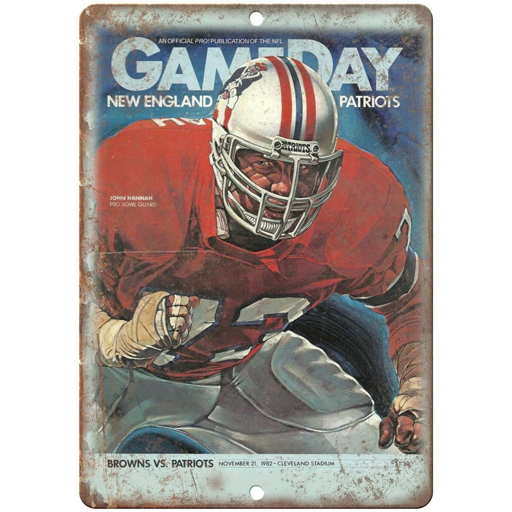 New England Patriots Vs Browns 1982 Gameday 10" x 7" Reproduction Metal Sign X41
