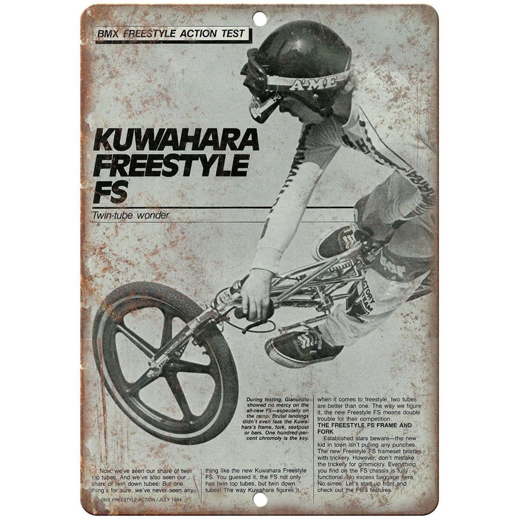 Kuwahara Freestyle BMX Vintage Mag Ad 10" x 7" Reproduction Metal Sign B477