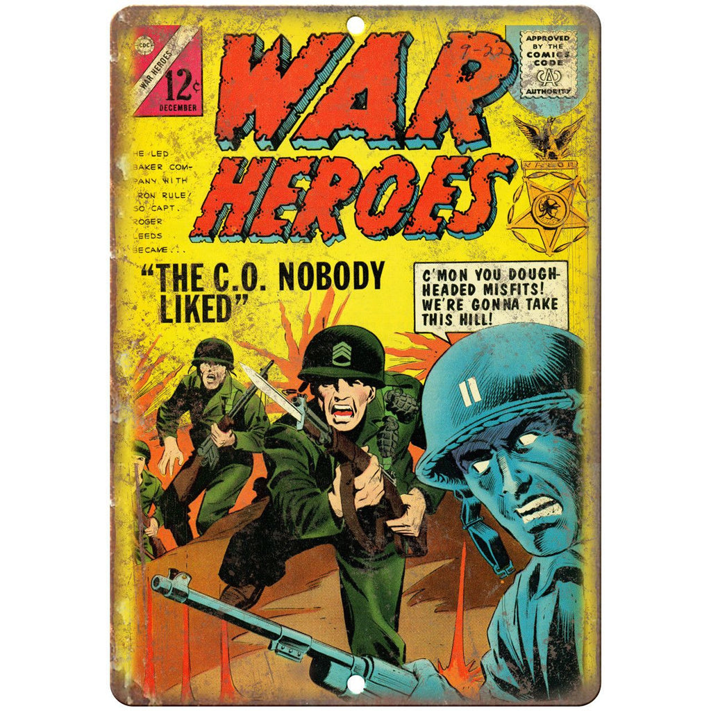 War Heroes Comic Book December Cover Art 10" x 7" Reproduction Metal Sign J713