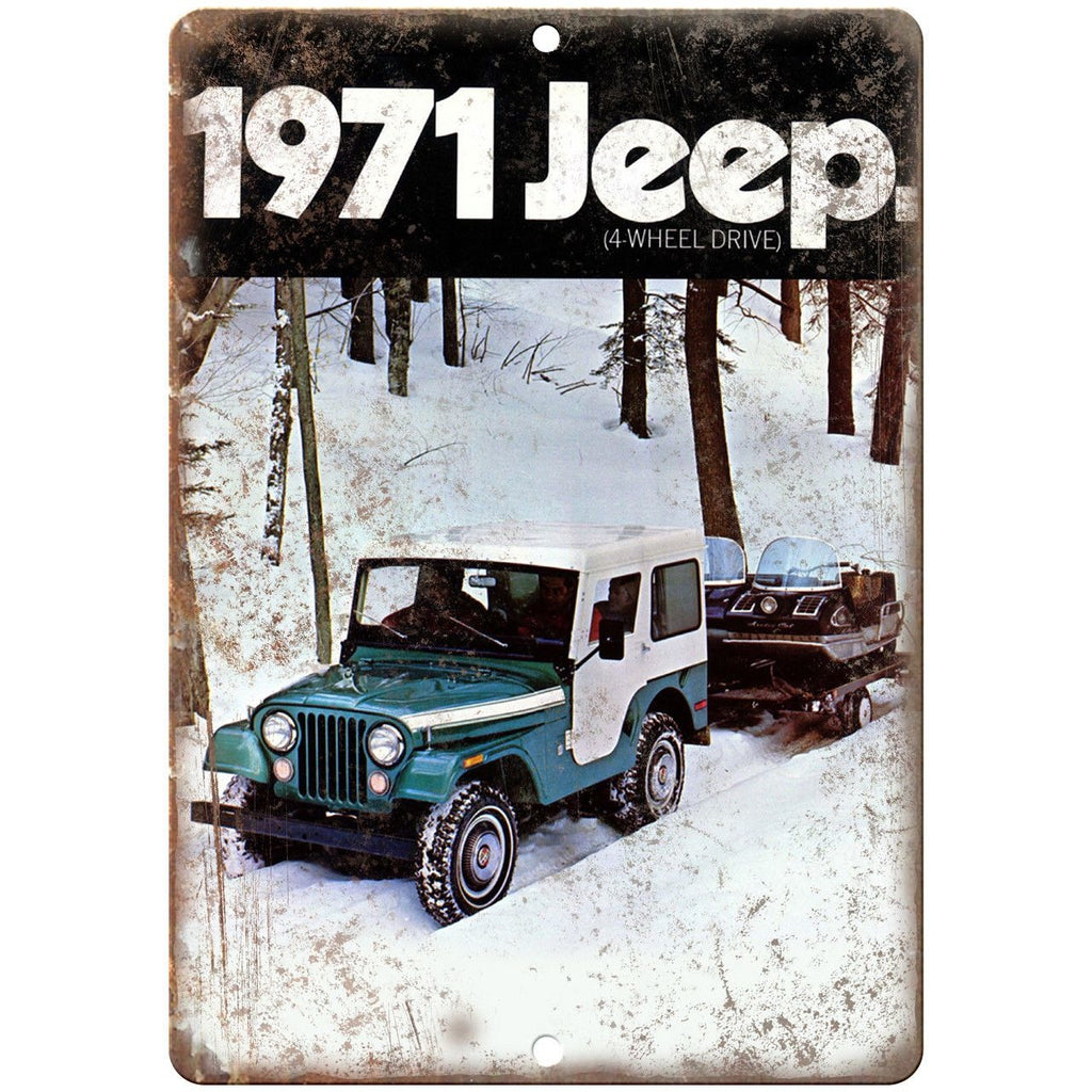 1971 Jeep 4-Wheel Drive Manual Cover 10" x 7" Reproduction Metal Sign A90