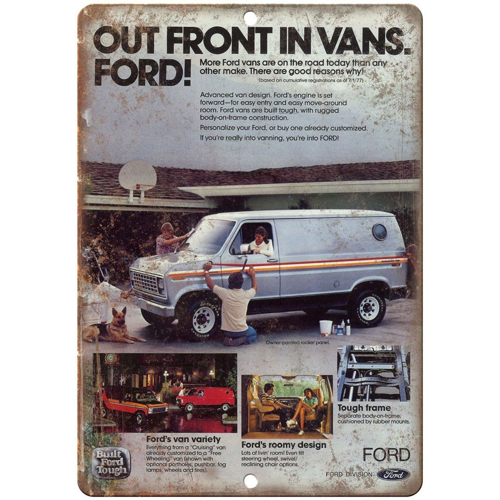 1977 Ford Van Retro Ad 10" x 7" Reproduction Metal Sign
