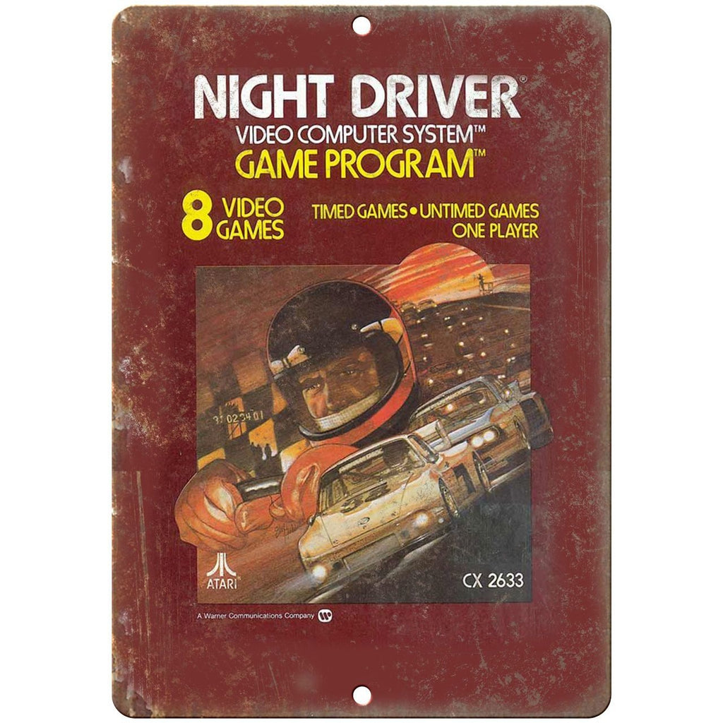 Atari Night Driver Video Computer System Gaming 10" x 7" Retro Look Metal Sign