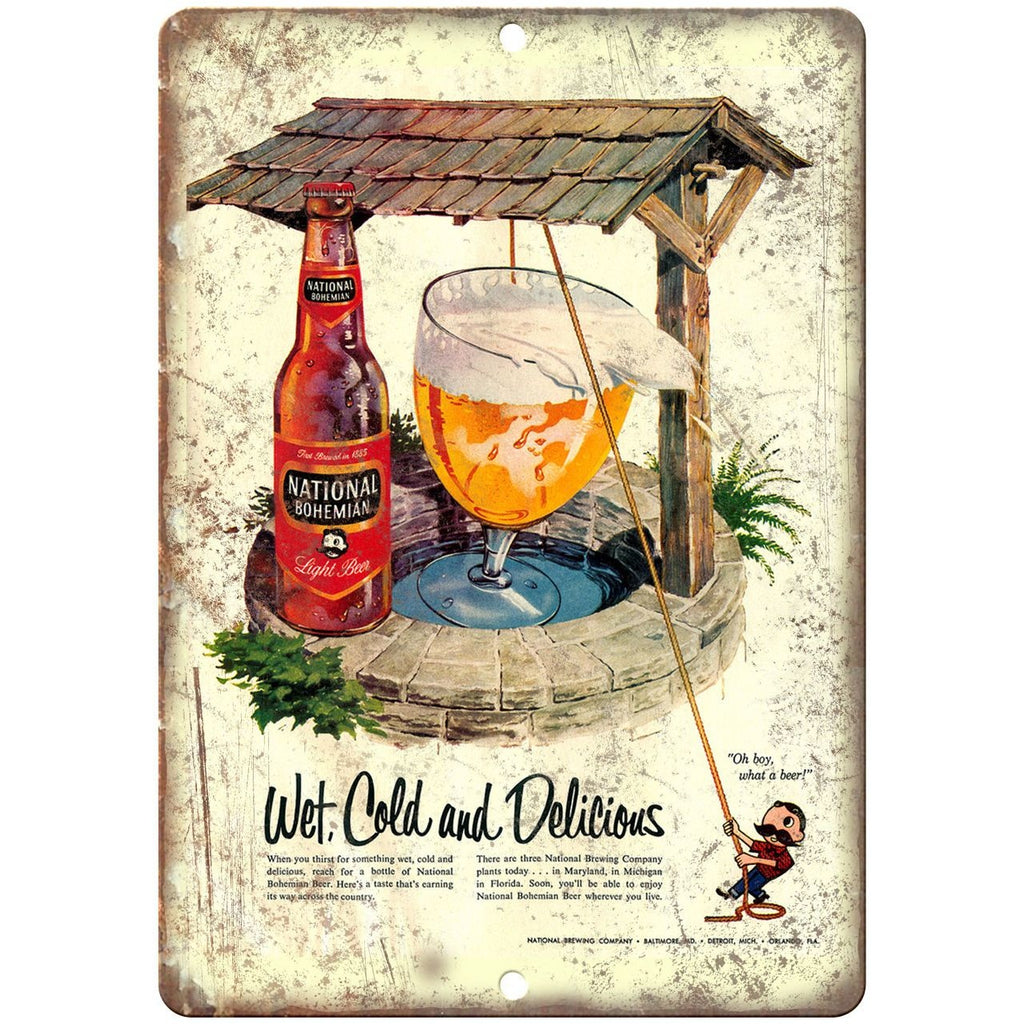 National Bohemian Beer Vintage Ad 10" x 7" Reproduction Retro Look Metal Sign