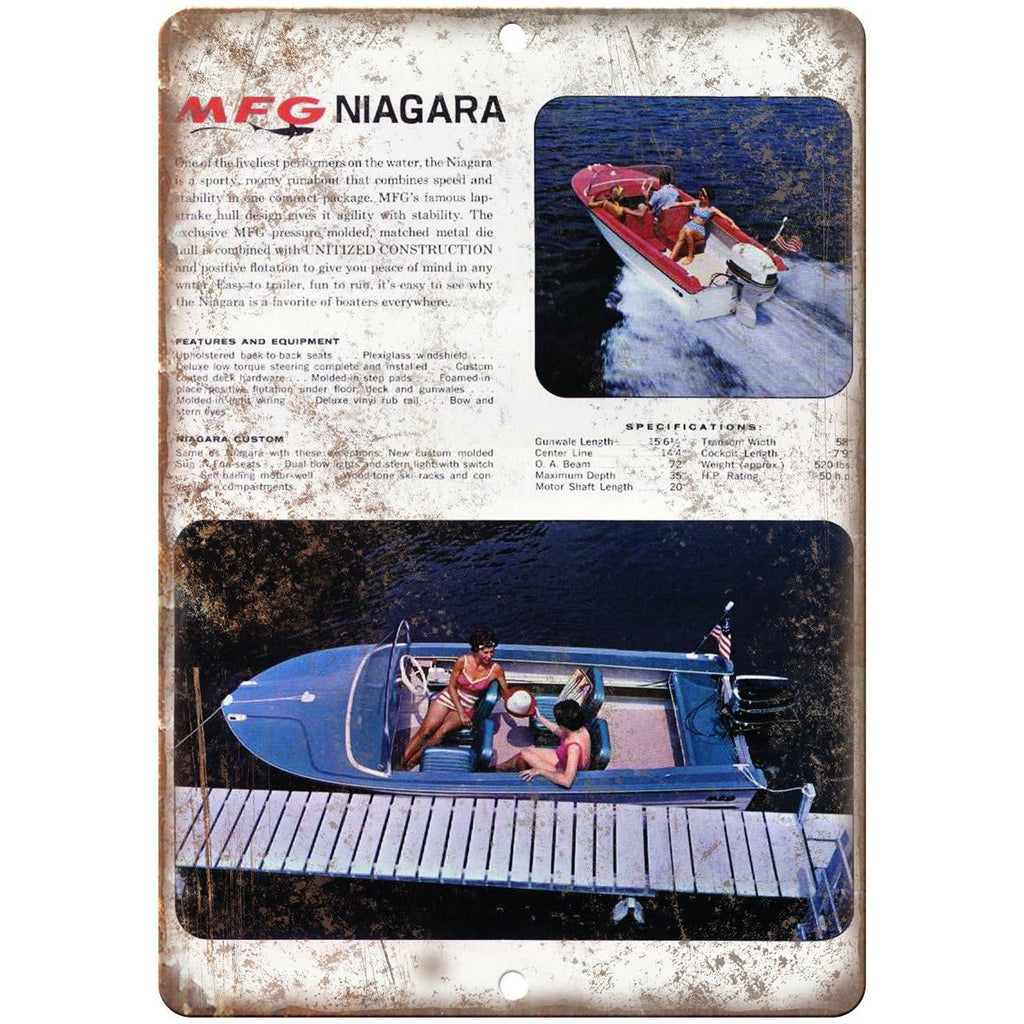 MFG Niagara Vintage Boat Ad 9" x 12" Reproduction Metal Sign L10