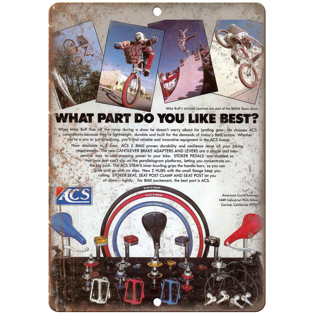 ACS Rims BMX Mag Wheels Vintage Ad 10" x 7" Reproduction Metal Sign B457