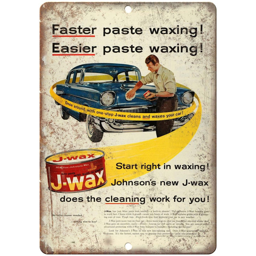 Johnson's Auto J-Wax Car Wax Ad 10" x 7" Reproduction Metal Sign A183