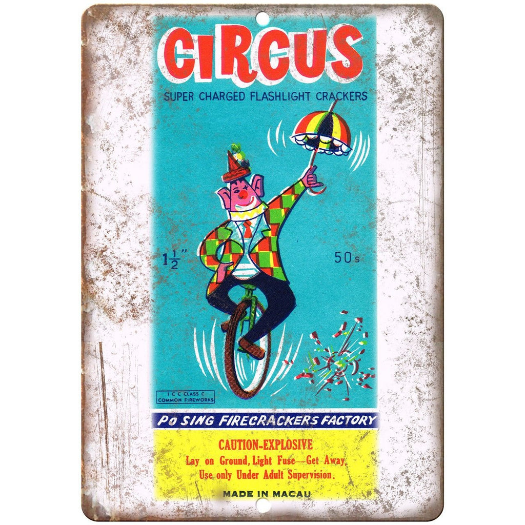 Circus Po Sing Firecrackers Factory Art 10" X 7" Reproduction Metal Sign ZD41