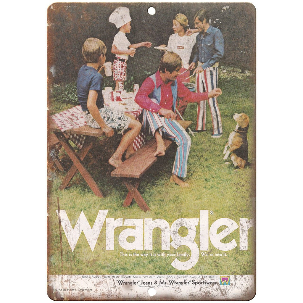 Wrangler Jeans Vintage Ad 10" X 7" Reproduction Metal Sign ZE03