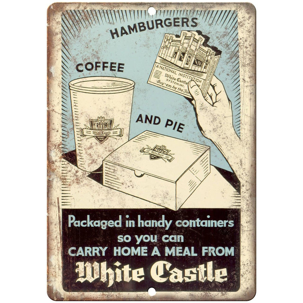 White Castle Hamburgers Vintage Ad 10" X 7" Reproduction Metal Sign N243