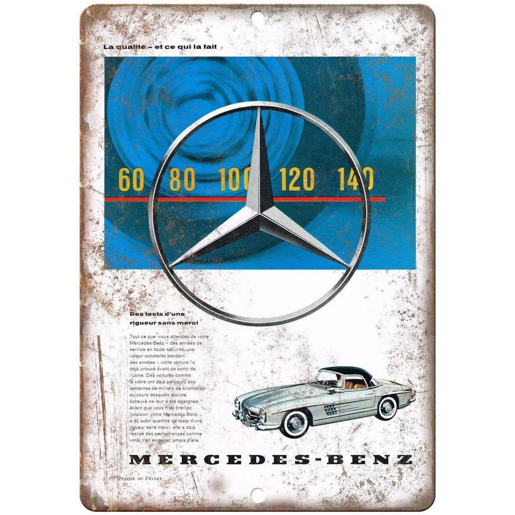 Mercedes-Benz Vintage French Ad 10" x 7" Reproduction Metal Sign A274
