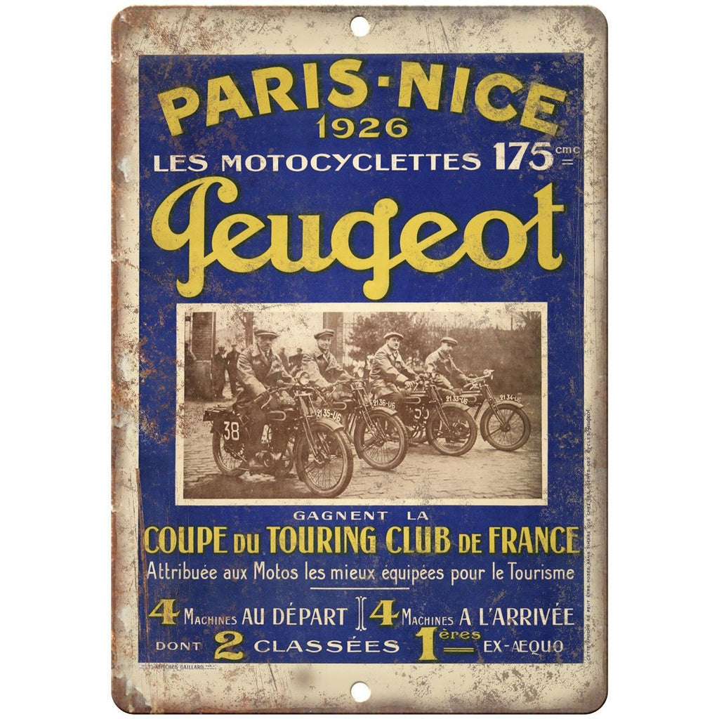 Peugeot Motorcycle Paris France Ad 10" X 7" Reproduction Metal Sign F24