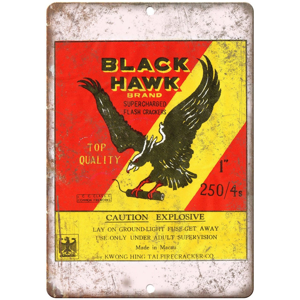 Black Hawk Brand Firecracker Package Art 10" X 7" Reproduction Metal Sign ZD55