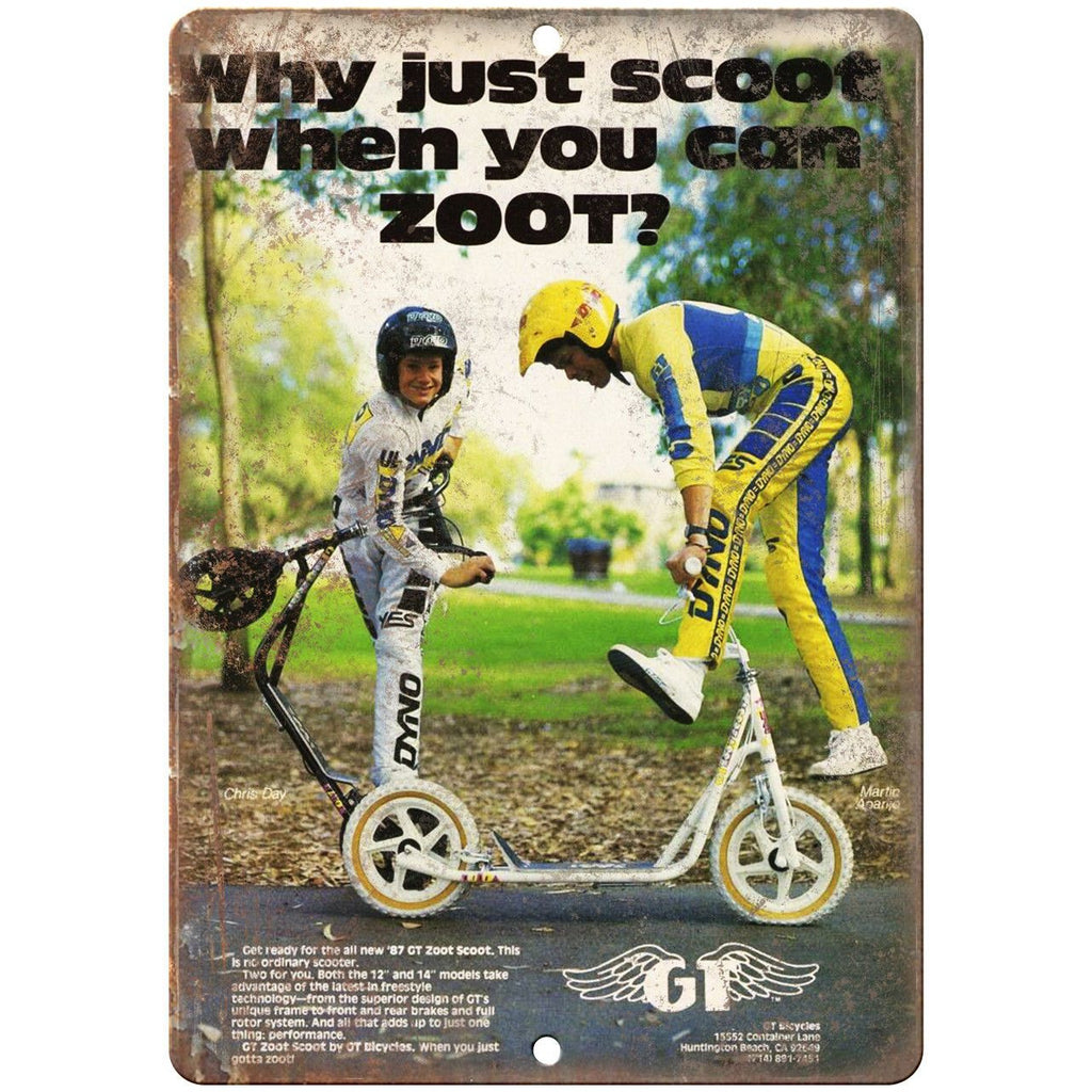 GT Zoot BMX Scooter Vintage Freestyle Bike 10" x 7" Reproduction Metal Sign B465