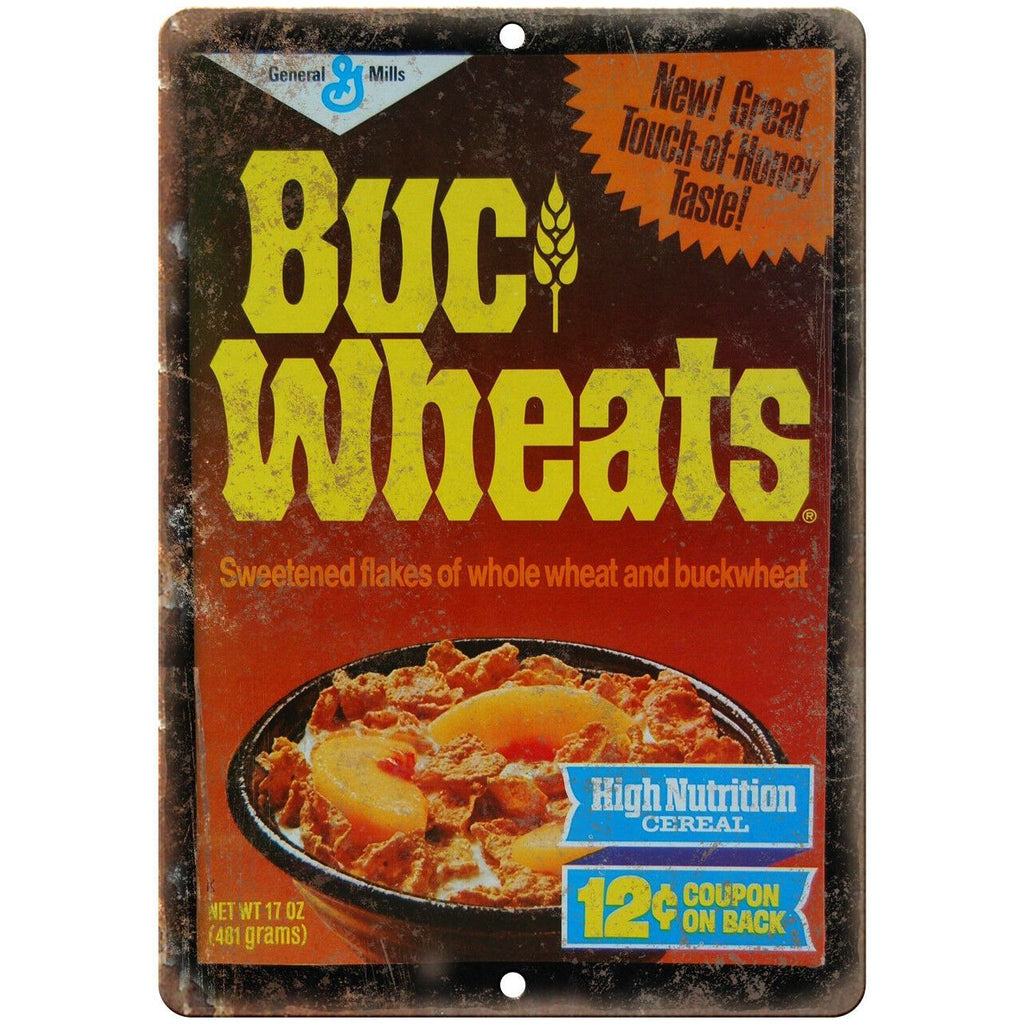 Buc Wheats Vintage Cereal Box Art 10" X 7" Reproduction Metal Sign N368