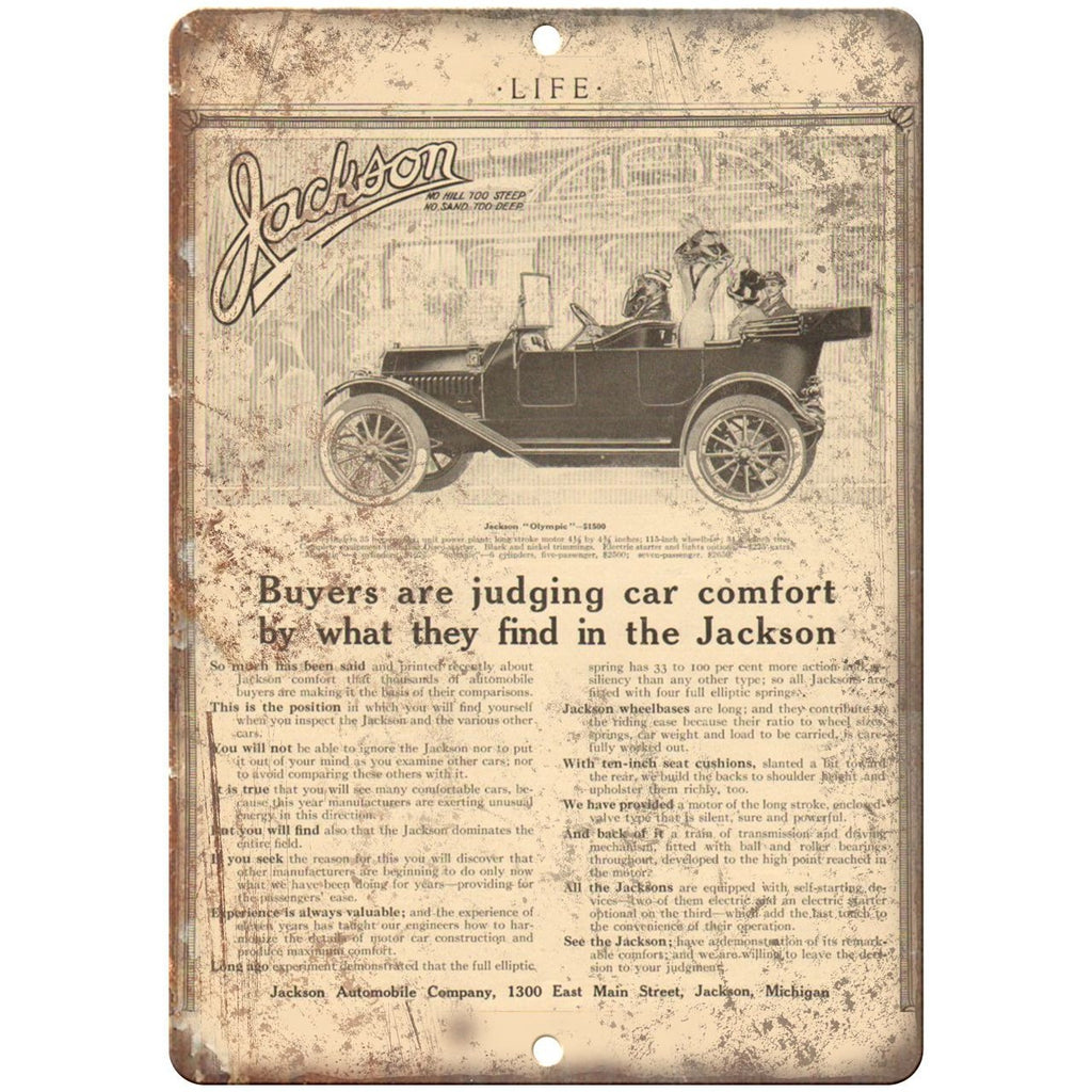 1912 - Jackson Automobile Company Vintage Ad - 10" x 7" Retro Metal Sign