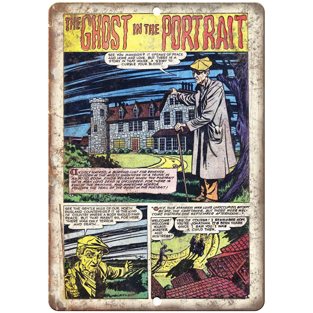 The Ghost In The Portrait Comic Strip Ad 10" x 7" Reproduction Metal Sign J527