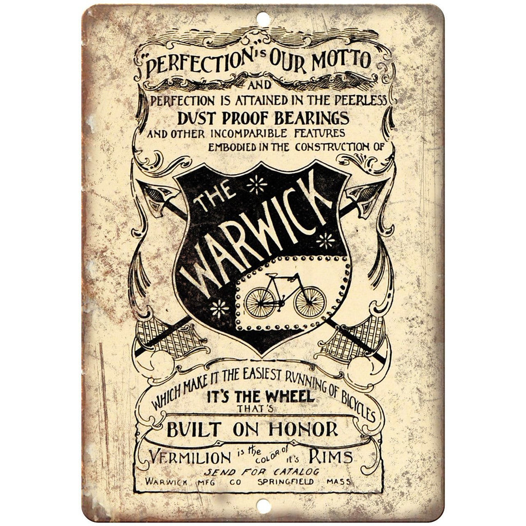The Warwick Bicycle Vintage Art Ad 10" x 7" Reproduction Metal Sign B407