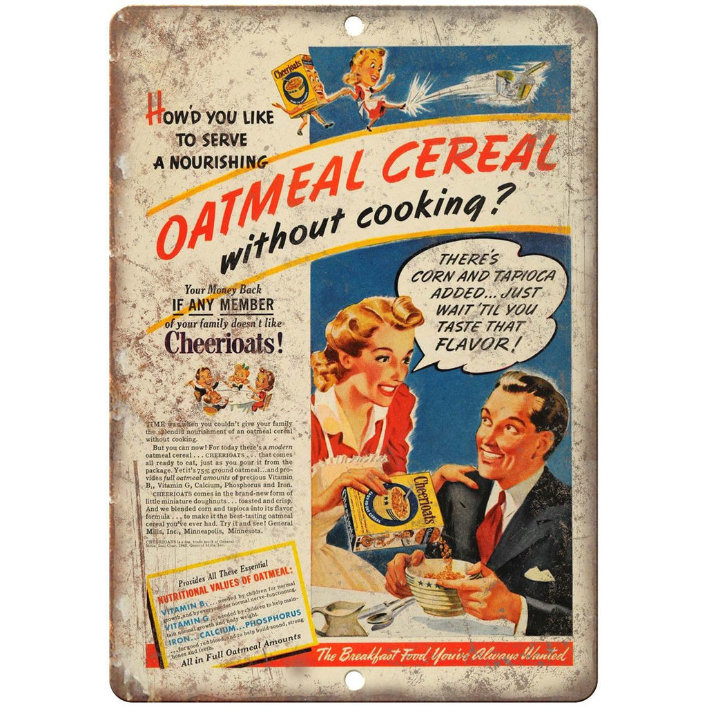 Oatmeal Cereal Cherrioats Ad 9" x 12" Reproduction Metal Sign N317